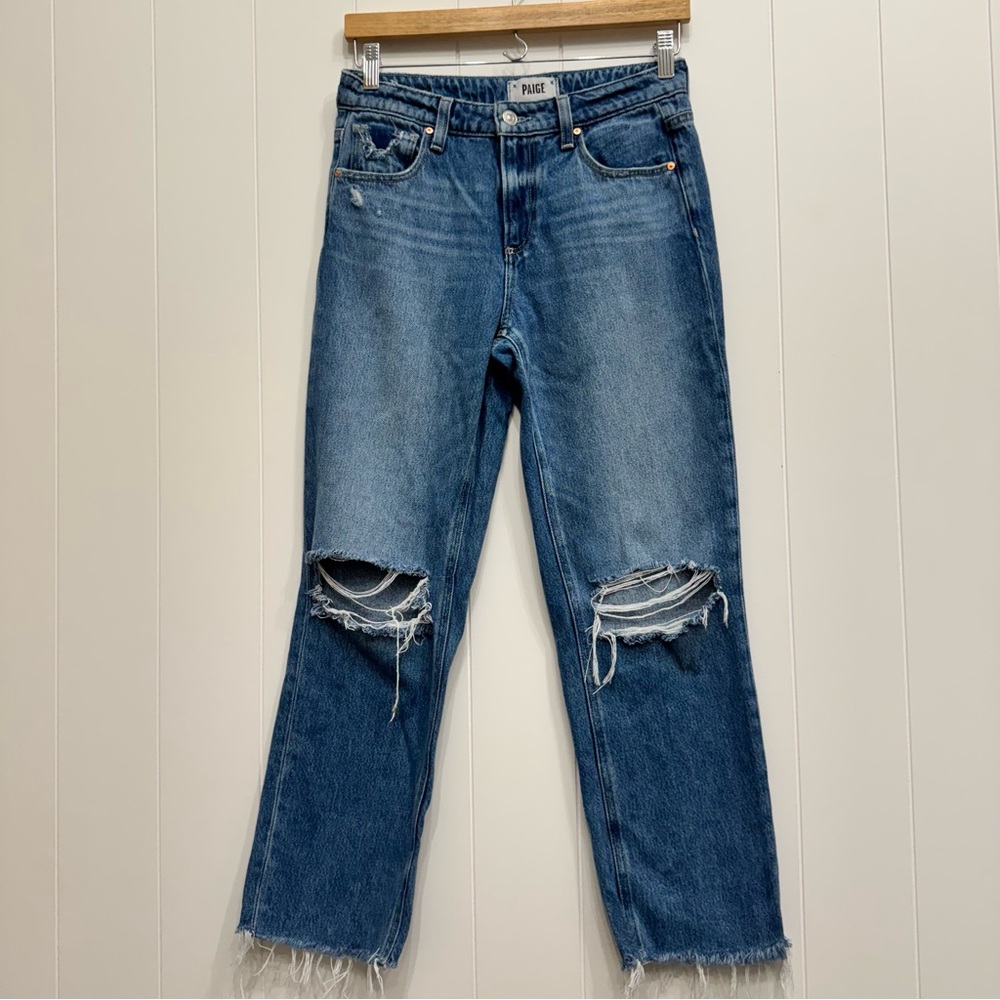 Paige Noella Relaxed Distressed Straight Leg High Rise Cropped Jeans Size 25